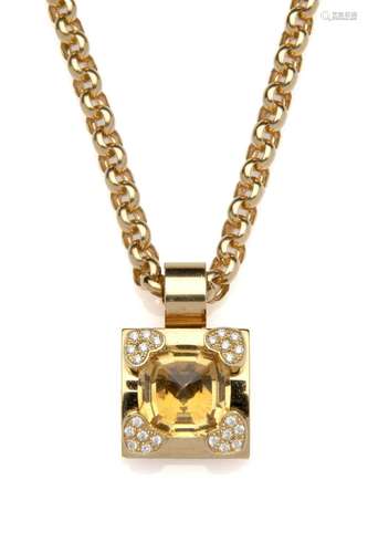 An 18k gold yellow sapphire and diamond necklace, by Chopard