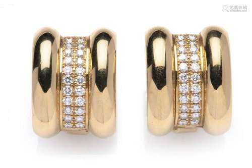 A pair of 18k gold diamond earclips, by Chopard