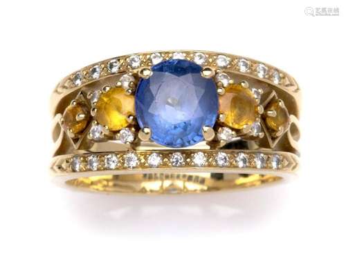 A sapphire and diamond ring, by Steltman