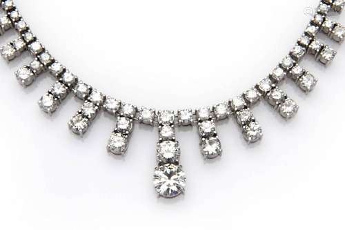 A platinum and 18k gold diamond necklace