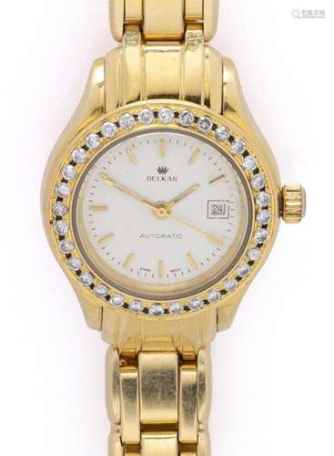 An 18k gold lady s bracelet watch, by Delkar