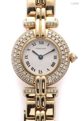 An 18k gold lady s diamond wristwatch, by Cartier