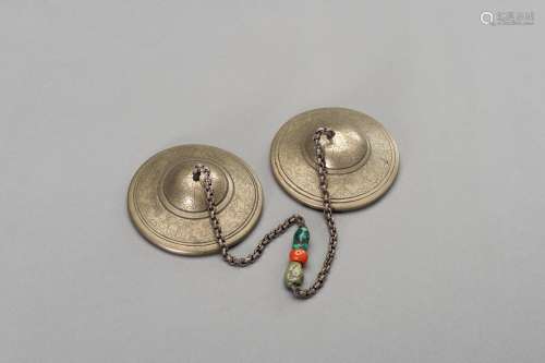 A PAIR OF TIBETAN RITUAL CYMBALS, 1900s