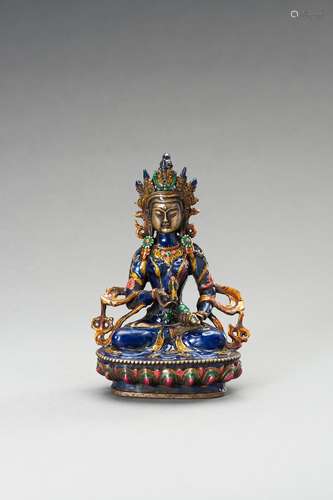 AN ENAMELLED BRONZE FIGURE OF VAJRASATTVATMIKA