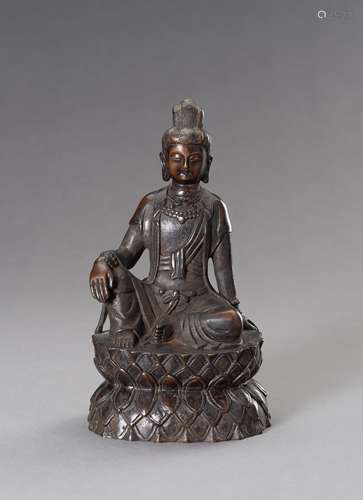 A BRONZE FIGURE OF GUANYIN, REPUBLIC PERIOD