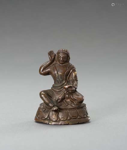 A COPPER BRONZE FIGURE OF MILAREPA