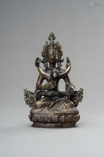 A BRONZE GROUP OF VAJRASATTVA IN UNION WITH VAJRAMAMANI, 190...