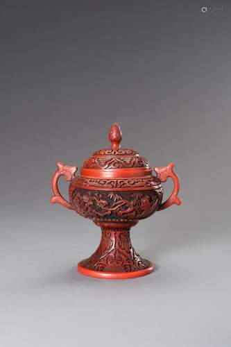 A CINNABAR LACQUER CUP AND COVER, REPUBLIC PERIOD