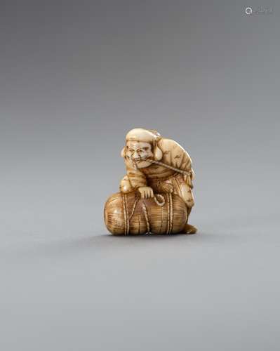 Ɏ A MARINE IVORY NETSUKE OF DAIKOKU