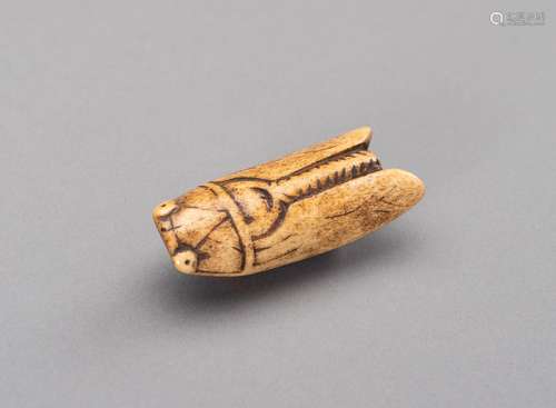 A STAG ANTLER NETSUKE OF A CICADA