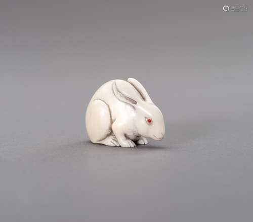 Ɏ GYOKU: AN IVORY NETSUKE OF AN ALBINO RABBIT