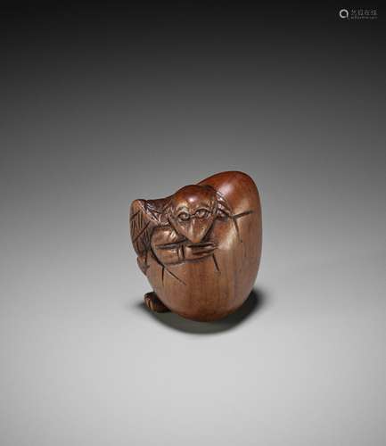 MASANAO: A WOOD NETSUKE OF A HATCHING TENGU (TENGU NO TOMAGO...