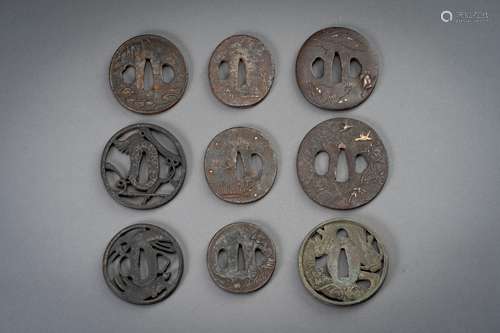 A GROUP OF EIGHT IRON TSUBA