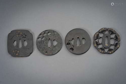 A GROUP OF FOUR IRON TSUBA