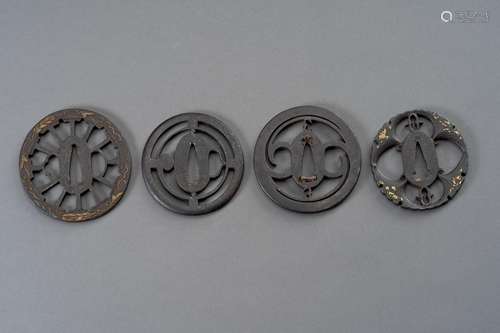 A GROUP OF FOUR IRON TSUBA