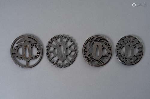 A GROUP OF FOUR IRON TSUBA