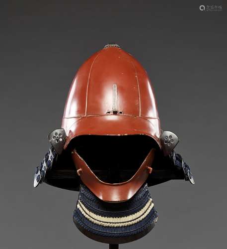 A LACQUERED IRON KABUTO AND MENPO, EDO PERIOD