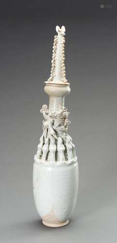 A QINGBAI GLAZED CERAMIC BURIAL VASE WITH DAOIST DECORATION,...