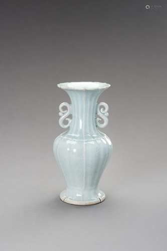 A FINE LOBED YUAN STYLE QINGBAI PORCELAIN VASE