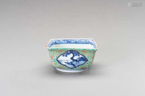 A SQUARE 'FERN' BOWL, LATE QING DYNASTY