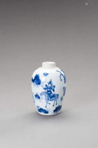 A KANGXI REVIVAL BLUE AND WHITE GINGER JAR, LATE QING DYNAST...