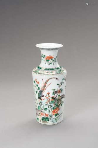A FAMILLE VERTE 'PHEASANTS AND FLOWERS' VASE, LATE...
