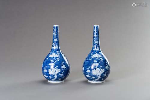 A PAIR OF BLUE AND WHITE 'PRUNUS AND CRACKED ICE' ...