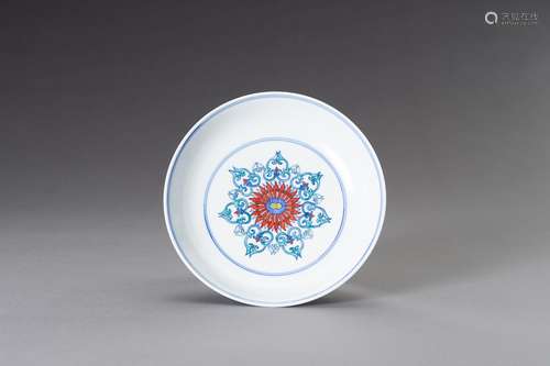 A DOUCAI 'DOUBLE LOTUS' PORCELAIN DISH, REPUBLIC P...