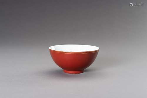 A RED GLAZED PORCELAIN BOWL, REPUBLIC PERIOD