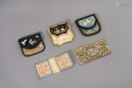 A GROUP OF FIVE EMBROIDERIES, 1900S