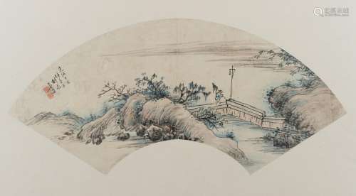 A MAN TRAVERSING A BRIDGE BY MAN AN, GUANGXU PERIOD