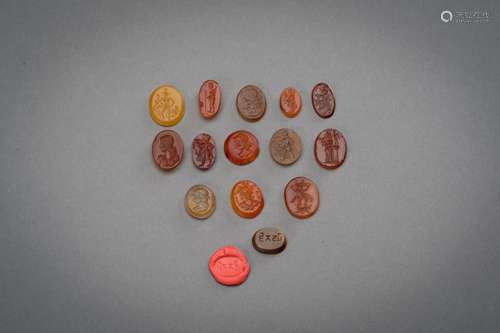 A MIXED LOT OF 14 GANDHARAN INTAGLIO SEALS