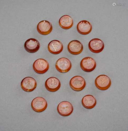 A MIXED LOT OF 17 AGATE INTAGLIO SEALS