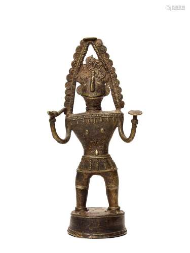 AN EXCEPTIONAL BASTAR BRONZE OF A DEITY WITH SCEPTRE AND VES...