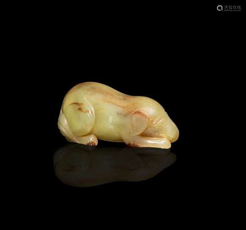 Statuette en jade figurant un animal couché<br />
Chine, sty...