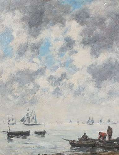 Eugène BOUDIN (1824-1898) <br />
Marine, soleil couchant, ca...