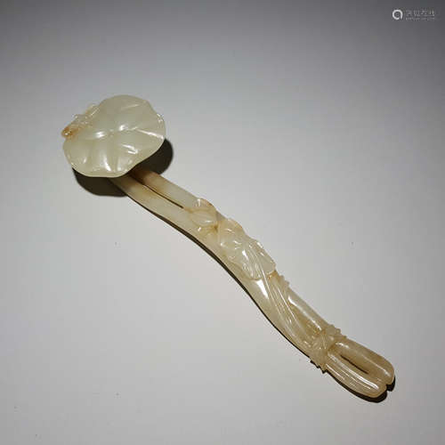 Carved Hetian Jade Ruyi Scepter