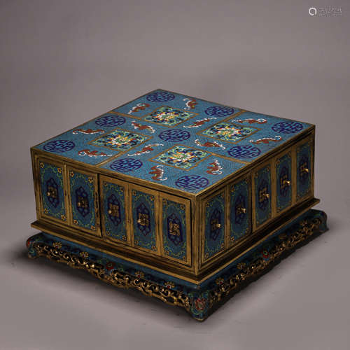 Cloisonne Enamel Fu&Shou Box and Cover