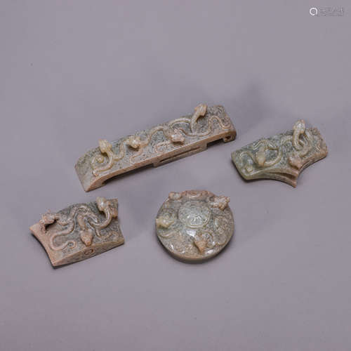 Set of Carved Jade Dragon Sword Fittings