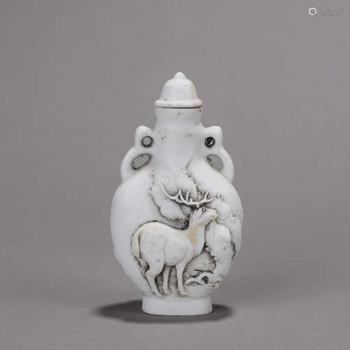 Carved Porcelain Snuff Bottle