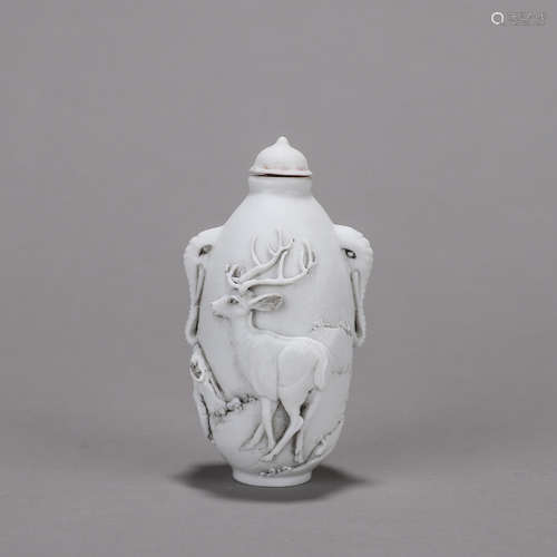 Carved Porcelain Snuff Bottle