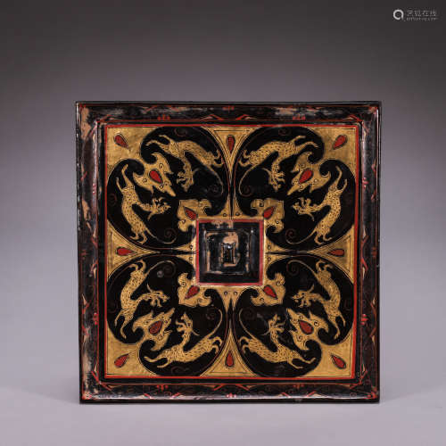 Gilt-Decorated Lacquerware Dragon Mirror