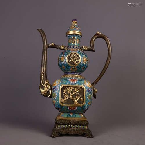 Cloisonne Enamel Chrysanthemum Dragon Ewer