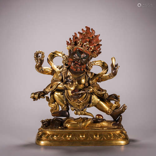 Gilt Bronze Figure of Yellow Jambhala