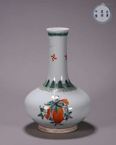 Wucai Glaze Fruits Bottle Vase