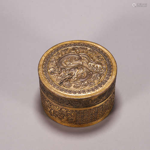 Gilt-Bronze Dragon and Cloud Box and Cover