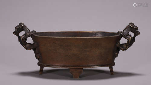 Bronze Dragon Double-Eared Censer