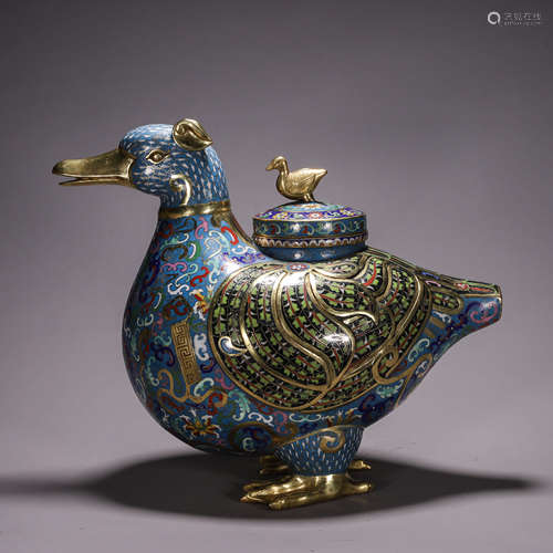 Cloisonne Enamel Duck-Form Censer