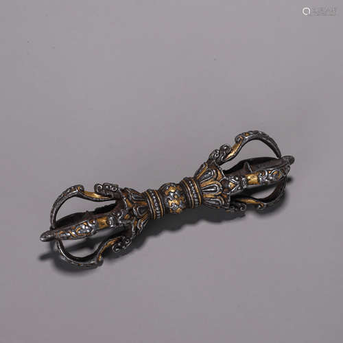 Gold Inlaying Iron Five-Segment Vajra