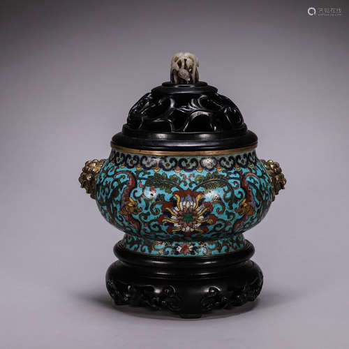 Cloisonne Enamel Floral Censer